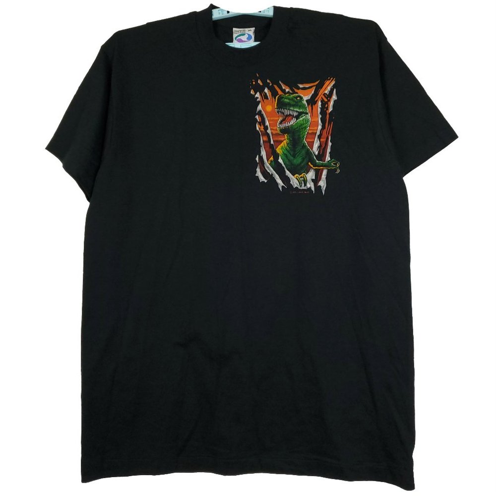 Vintage Liquid Blue T-Rex Dinosaur T-Shirt Black XL XLarge 1995 Art New
